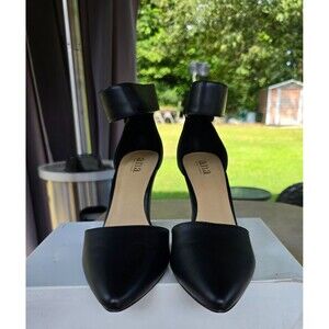 A.N.A. Women's Ankle Strap Heels Pumps Wedge Black Pre-Owned 10M